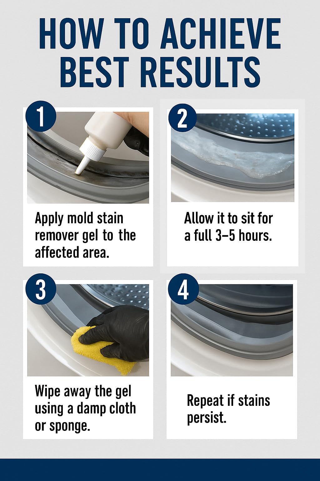 Mold Stain Remover Gel Cleaner - ACTIVE Heavy Duty Stain Cleaner for Front Loader Washing Machine Seal, Bathroom Grout, Shower, Caulk - Front Load Washer Cleaning Solution - 7 Fl Oz 🍁 All In One Marketplace Canada
