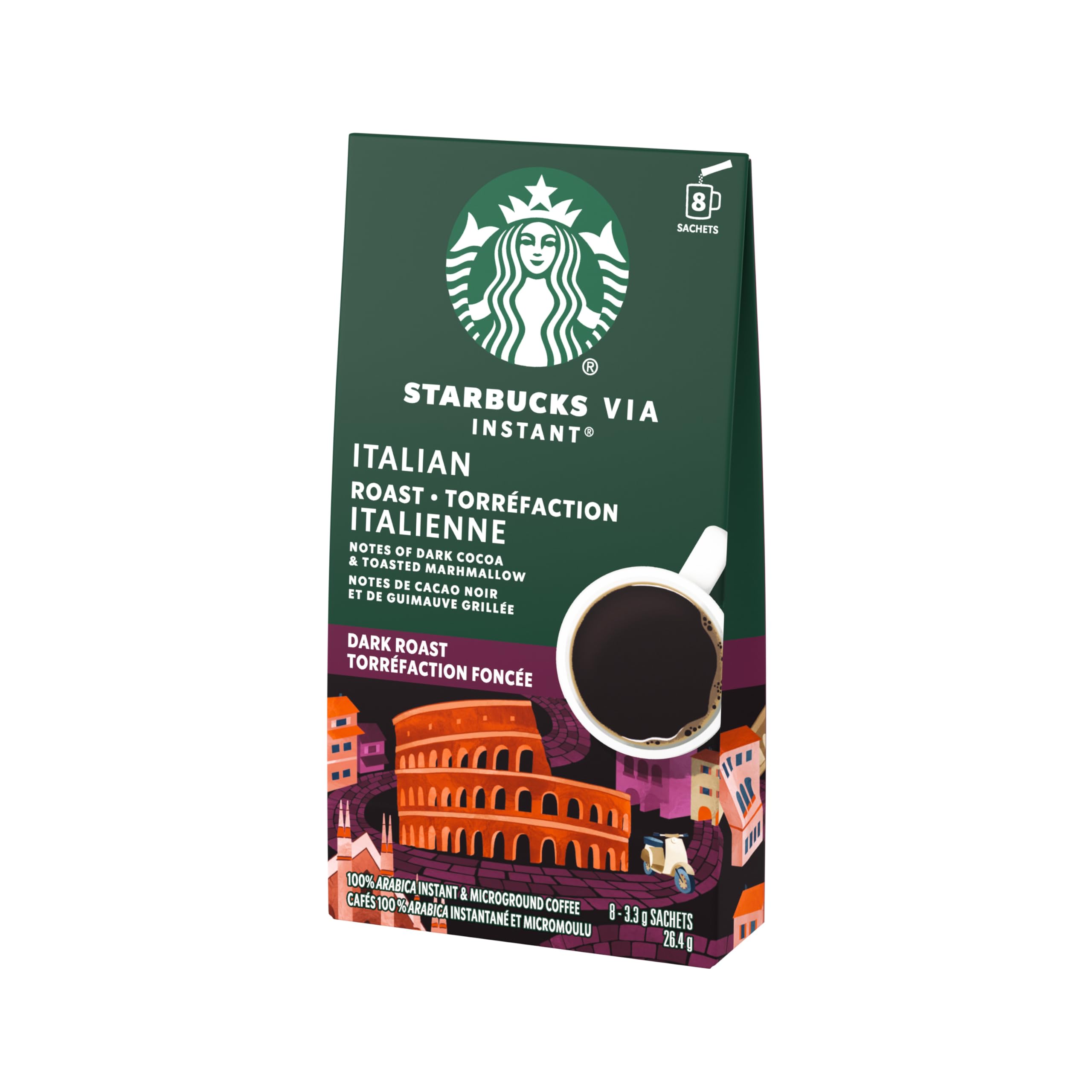 Starbucks VIA Instant Italian Roast (Pack of 12), Italian Roast, 96 count 🍁 All In One Marketplace Canada
