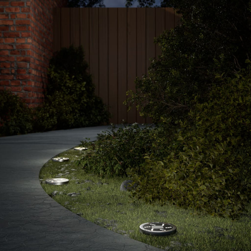 Solar Ground Lights with Ground Spike, 12 Pieces, Warm White