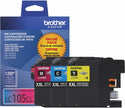Brother LC105 Super High-Yield Colour Ink Cartridges, 3 Pack