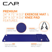 CAP Barbell High Density Exercise Yoga Mat with strap and Knee Pad 71