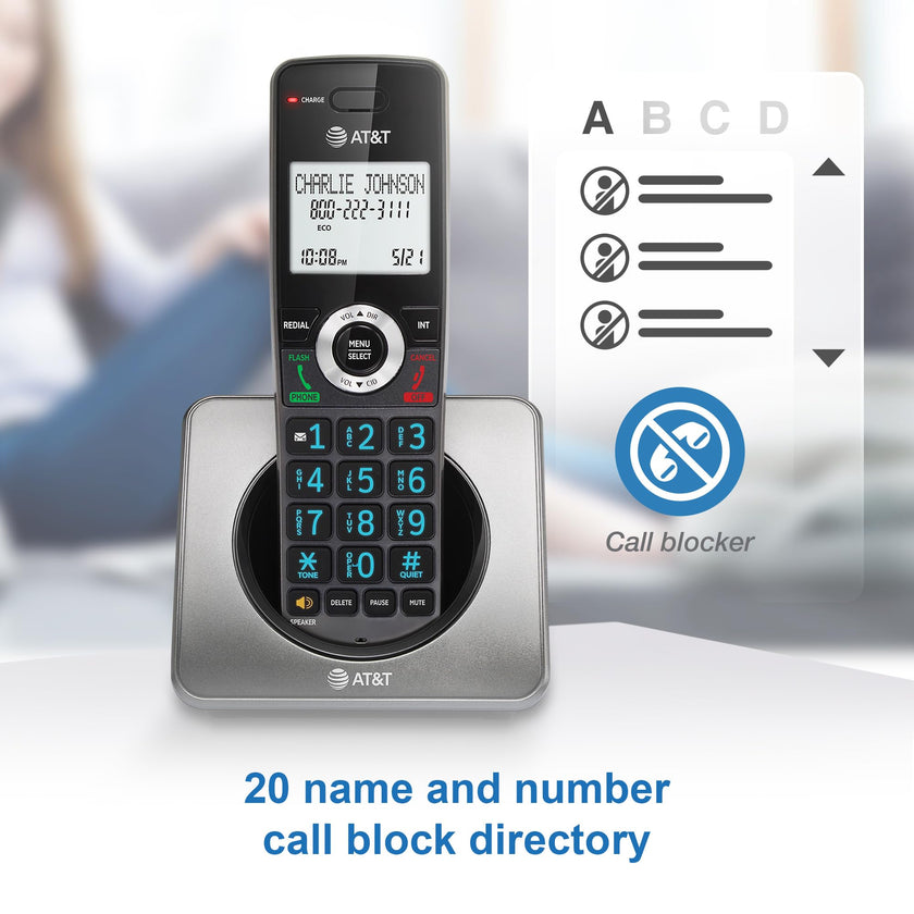 AT&T GL2101-2 DECT 6.0 Cordless Home Phone 2-Handset with Call Block, Caller ID, Full-Duplex Handset Speakerphone, 2