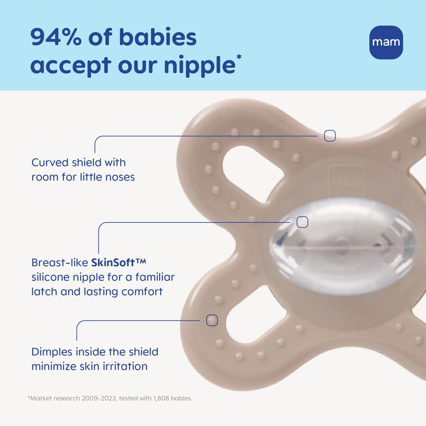 MAM Original Start Baby Pacifiers 0-3 Mths Skin Soft Silicone, 4 Pack 🍁 All In One Marketplace Canada