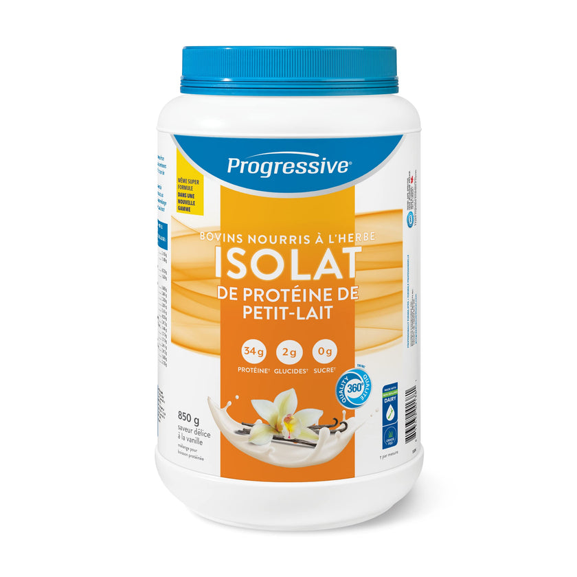 Progressive Grass-Fed 100% Whey Isolate Powder Vanilla Delight, with 34g of New Zealand Whey Concentrate per Scoop for Muscle Gain and Recovery, Pasture-Raised, Non-GMO, Antibiotic-Free, and Hormone-Free, 850g 🍁 All In One Marketplace Canada