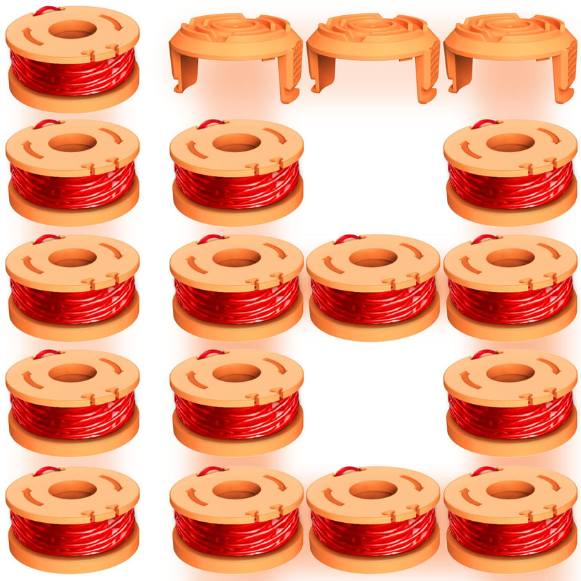 18 Pcs Replacement Trimmer Spools Compatible with Worx String Trimmer,150ft, 0.065in WA0010 Weed Eater Refils and WA6531 Spool Cap Cover Fit for Worx Weed Eater(15 Trimmer Spools+3 Spool Caps) 🍁 All In One Marketplace Canada