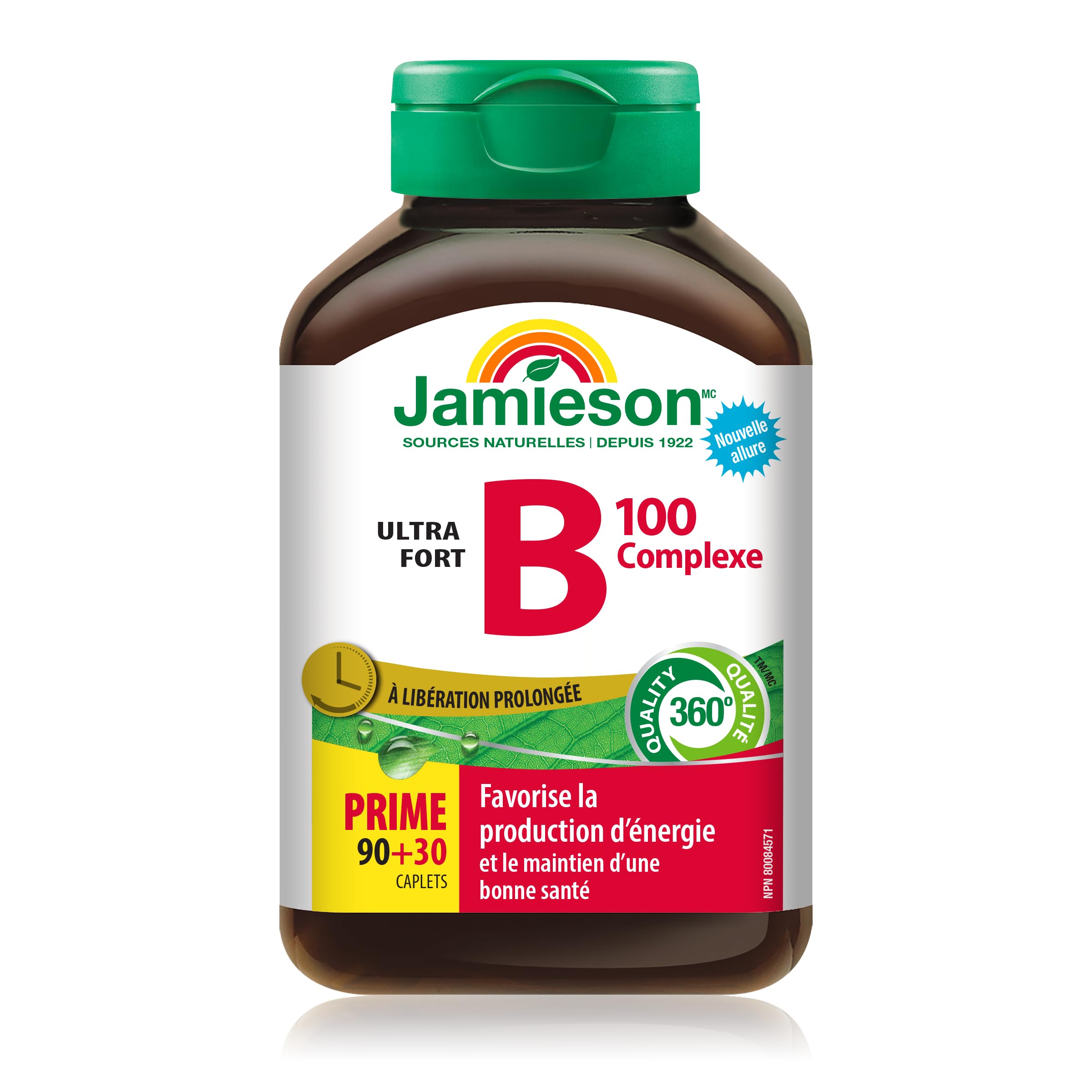 Jamieson Vitamin B100 Complex Caplets, Timed Released, Ultra Strength, Naturally Energizing, and Supports Metabolism. Vegetarian, Non-GMO, Gluten-Free, 120 Count, Proudly Canadian 🍁 All In One Marketplace Canada