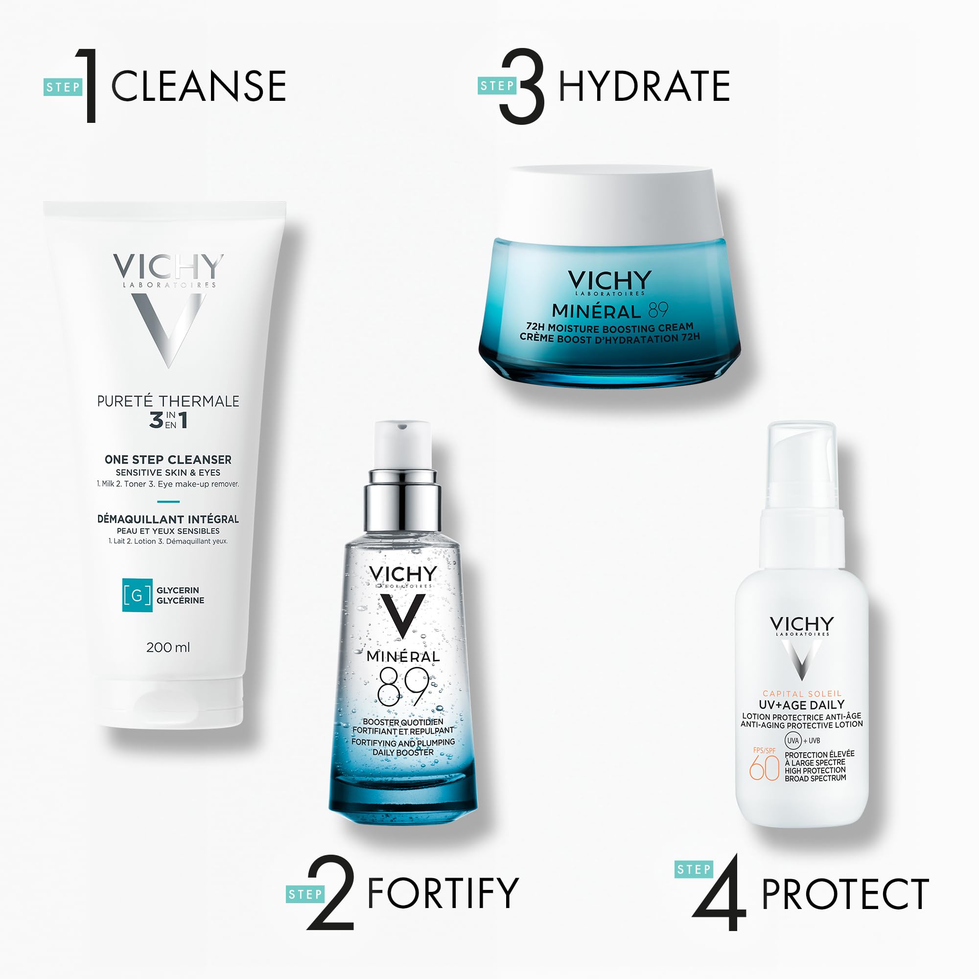 Vichy Gentle Facial Cleanser and Makeup Remover, Purete Thermal 3-in-1 Face Cleanser for Sensitive Skin, Hypoallergenic, Dermatologist Recommended, Paraben-Free, 200mL 🍁 All In One Marketplace Canada