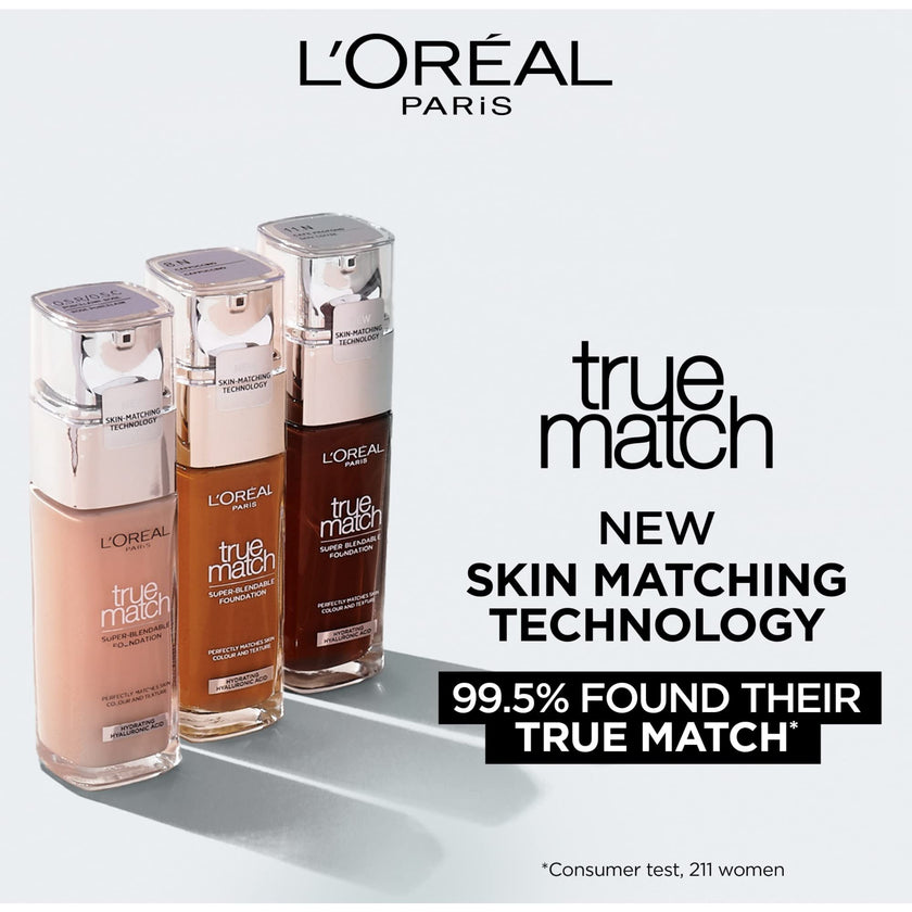 L'Oreal Paris True Match Super-Blendable Foundation, Medium Coverage Liquid Foundation Makeup, Skincare Infused with Hyaluronic Acid, 1.5N, 30 mL 🍁 All In One Marketplace Canada