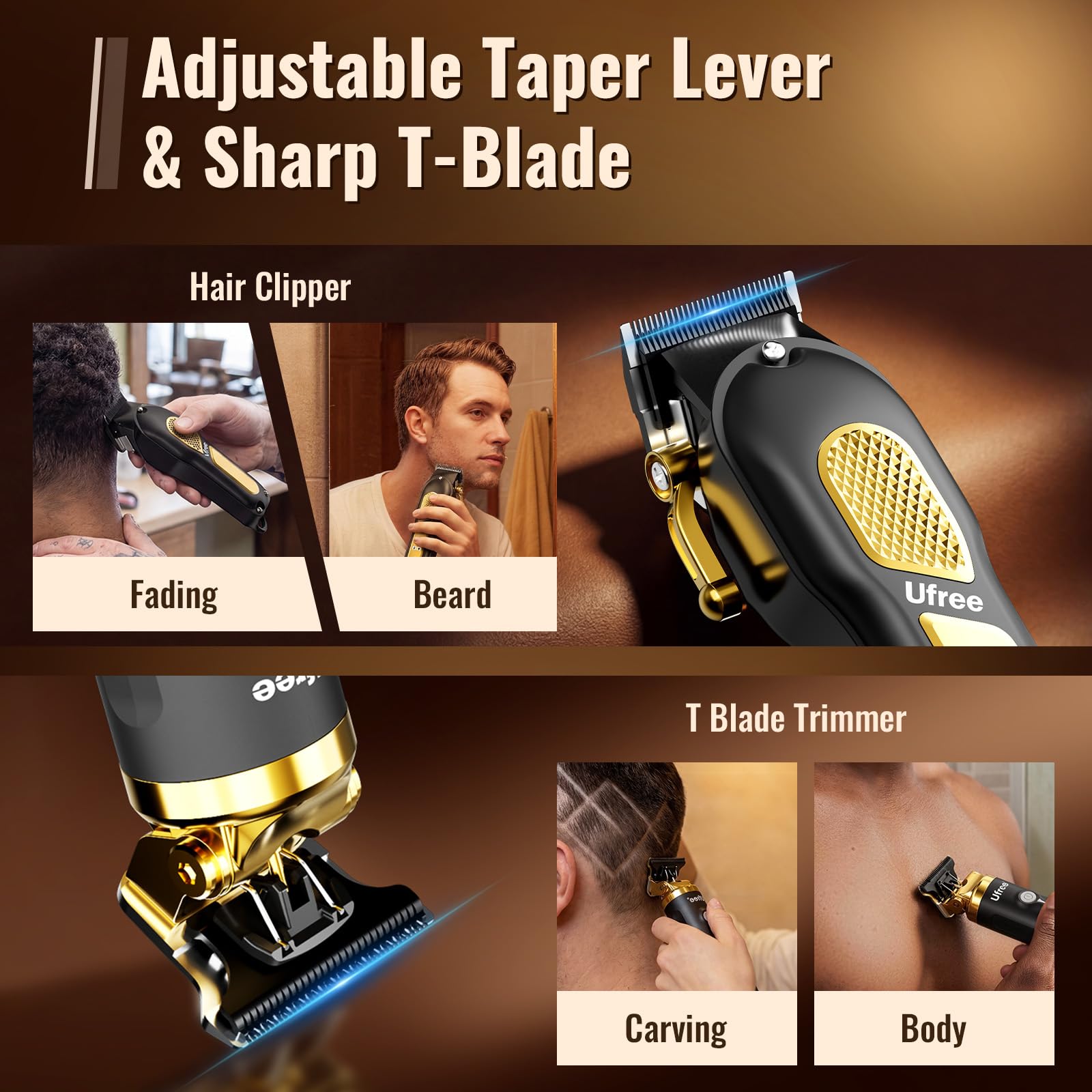 Ufree Hair Clippers for Men, Clippers and Trimmers Set, Cordless Barber Clippers, Grooming Kit, Gifts for Men 🍁 All In One Marketplace Canada