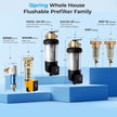 iSpring WSP-50 Reusable Whole House Spin Down Sediment Water Filter 50 Micron, 1