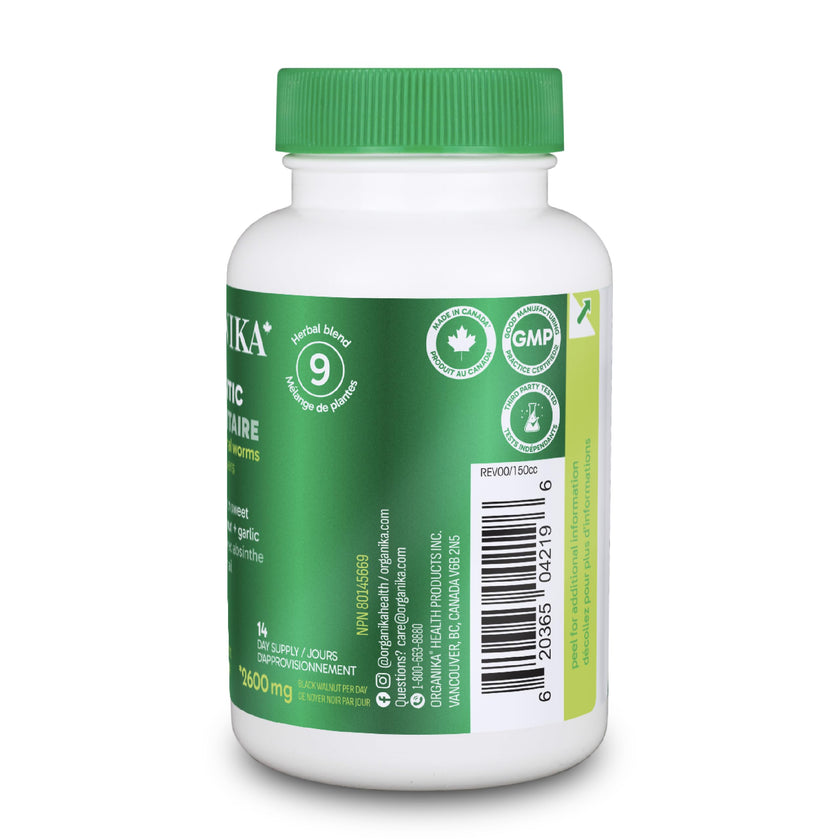 Organika Antiparasitic Capsules with Wormwood & Black Walnut Hull | Herbal Cleanse for Intestinal & Digestive Health | 7-Day Protocol | Traditional Botanical Formula | 56vcaps 🍁 All In One Marketplace Canada