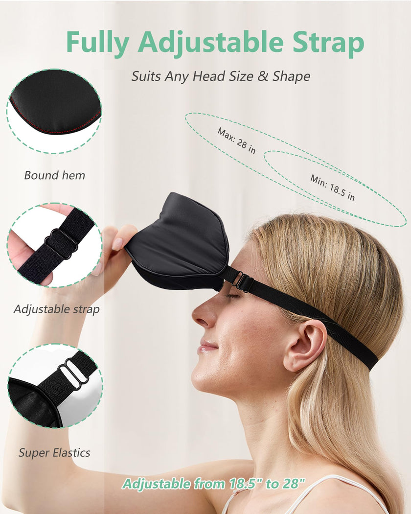 BeeVines Silk Sleep Mask for Men, 2 Pack 100% Natural Mulberry Silk Eye Mask with Adjustable Strap, Sleeping Aid Blindfold for Nap, Soft Eye Sleep Shade Cover, 100% Blocks Light Reduces Puffy Eyes (Black) 🍁 All In One Marketplace Canada
