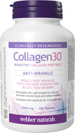 Webber Naturals Collagen30 Anti-Wrinkle, 2500 mg of Bioactive Collagen Peptides Per Serving, 180 Tablets, Helps Reduce Deep Wrinkles, Fine Lines & Stimulates Skin Cells 🍁 All In One Marketplace Canada