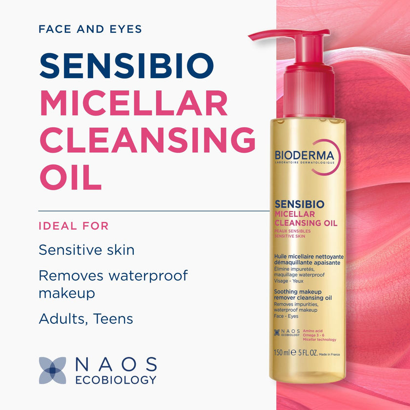 Bioderma Sensibio Micellar Cleansing Oil, 1st Ecobiological Micellar Formula Gentle Face Cleanser, Cleanses, Soothes & Nourishes Skin, Oil-to-Milk Texture, Fragrance-Free, Gentle on Skin 🍁 All In One Marketplace Canada