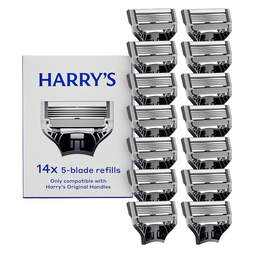 Harry's Original Blades - Men's Razor Refill Pack for Smooth Shaving - Razor Head Replacement - Five Sharp Blades - Flexible Hinge - Moisture Strip - Precision Trimmer - 14 count 🍁 All In One Marketplace Canada