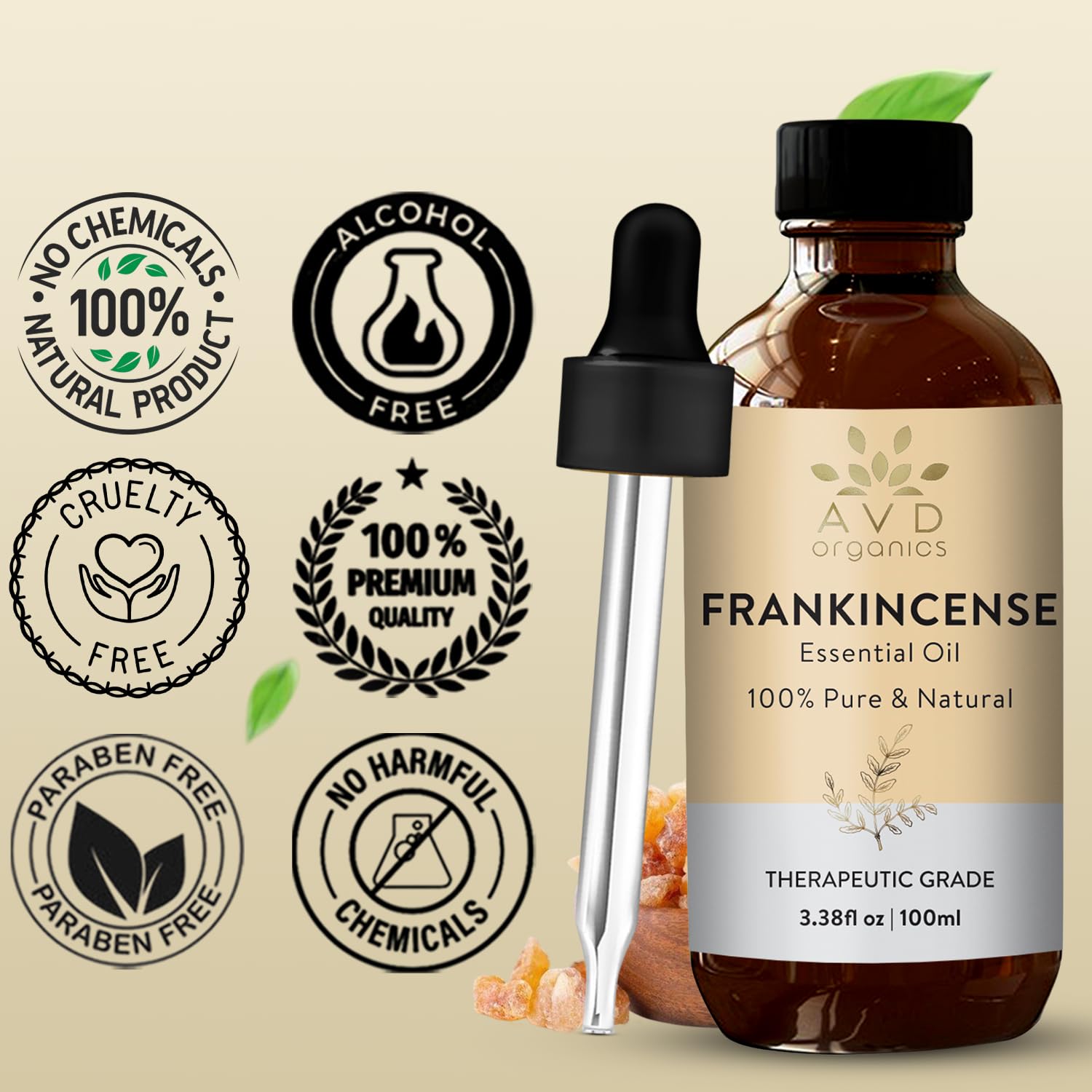 AVD Organics Frankincense Essential Oil 100ml | 100% Pure & Natural Frankincense Oil for Face, Hair | Woody & Earthy Aroma for Diffusers, Soaps & Candles | 3.38 fl. oz 🍁 All In One Marketplace Canada