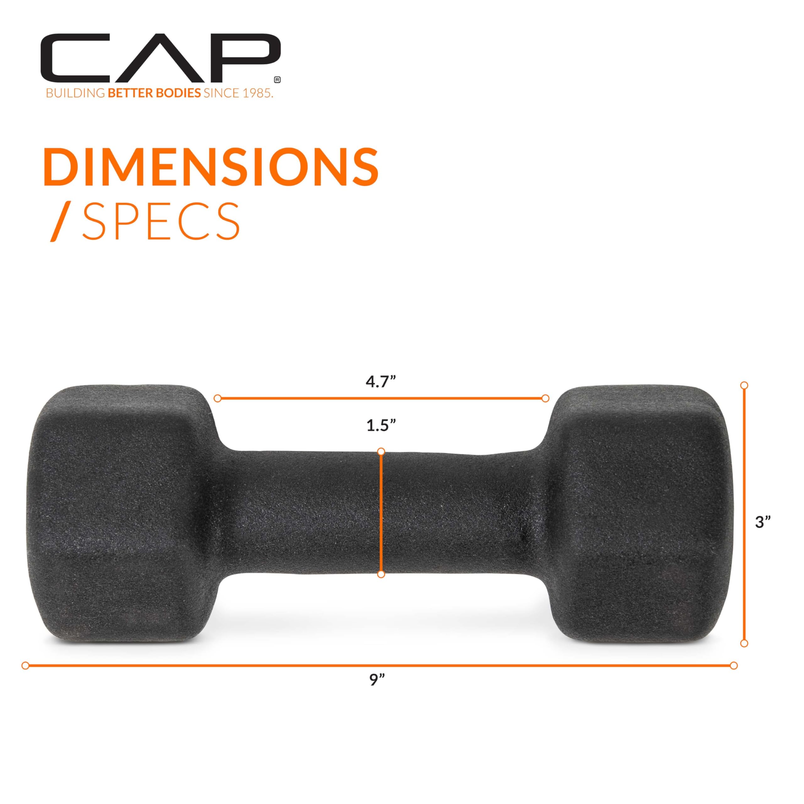 CAP Barbell Neoprene Dumbbell Weights, 8 lb Pair, Black 🍁 All In One Marketplace Canada
