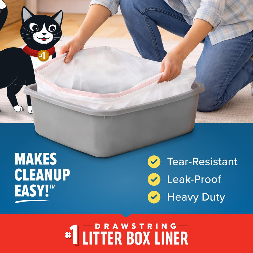 Jonny Cat Litter Box Liners: Heavy Duty - Tear & Leak Resistant - Drawstring Close - Jumbo, 15 Count 🍁 All In One Marketplace Canada