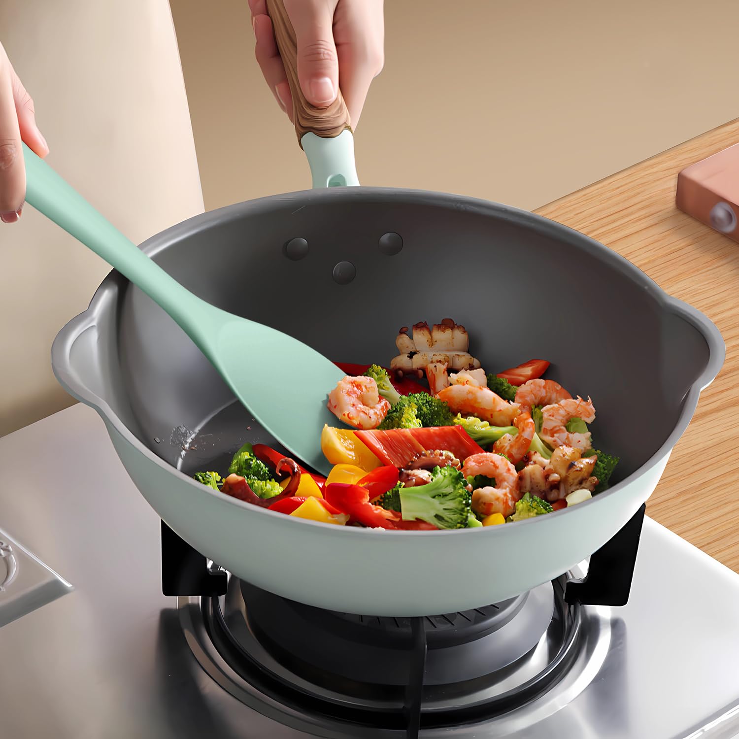Silicone Cooking Utensils Set - 446°F Heat Resistant Silicone Kitchen Utensils,Spatula,Spoon, All Clad Kitchen Utensil Sets Gadgets Tools for Nonstick Cookware,Dishwasher Safe BPA Free (Multicolor) 🍁 All In One Marketplace Canada