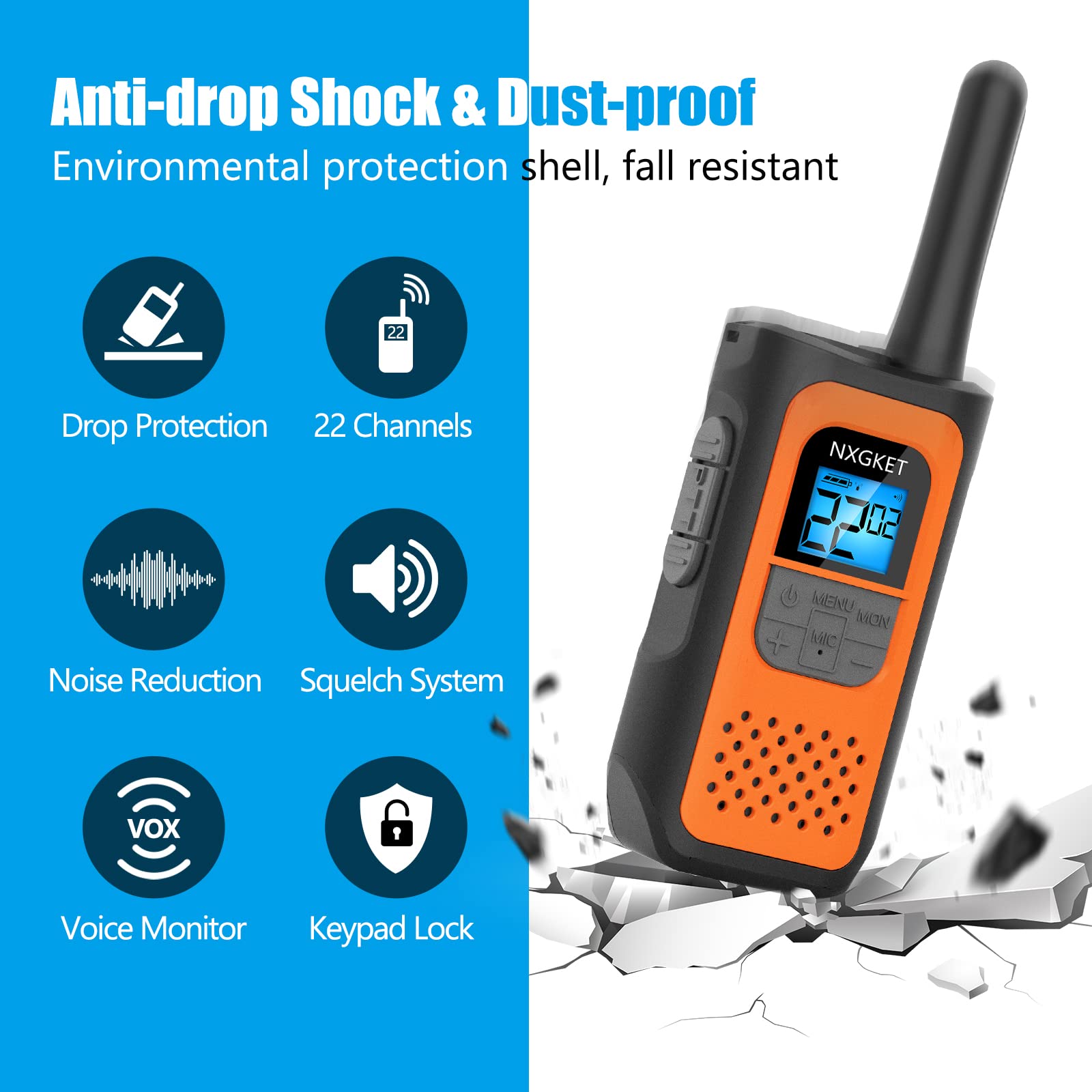 NXGKET Walkie Talkies for Kids Adults, Rechargeable Long Range Walky Talky 2 Way Radios 22 Channels with 1200mAh Li-ion Battery USB-C Cable for Family Outdoors Camping Hiking Toys Gift 4 Pack 🍁 All In One Marketplace Canada