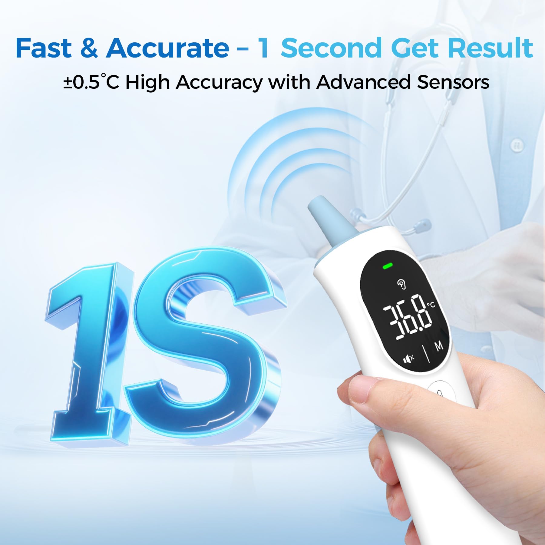 Thermometer Forehead and Ear Thermometer Digital Infrared Thermometer Baby Thermometer Accurate 1s Measure 40 Set Memory Mute Mode LED Screen for Adults Kids Fever Alarm with Storage Bag 🍁 All In One Marketplace Canada