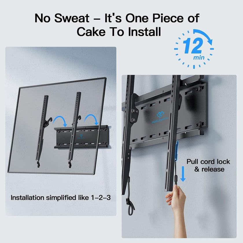 PERLESMITH Tilting TV Wall Mount for 23-60 Inch Flat Curved TVs, Low Profile Tilt TV Mount up to 115 lbs, Wall Mount Bracket Fits 8″/16” Wood Studs, Max VESA 400x400mm, PSMTK1 🍁 All In One Marketplace Canada