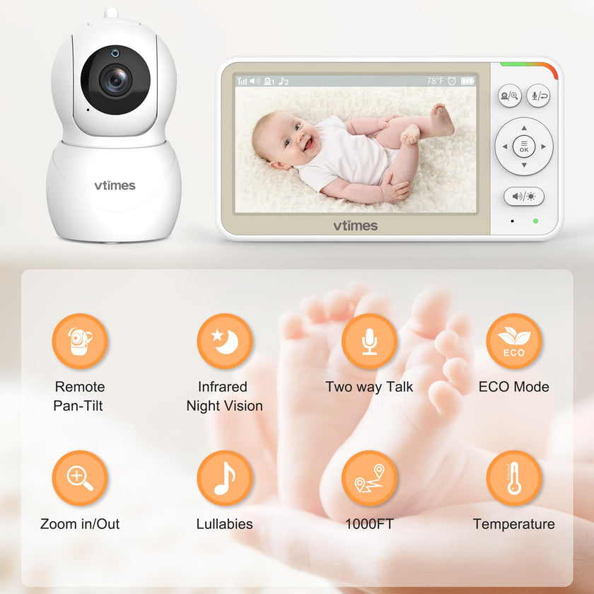 VTimes Baby Monitor No WiFi, 5