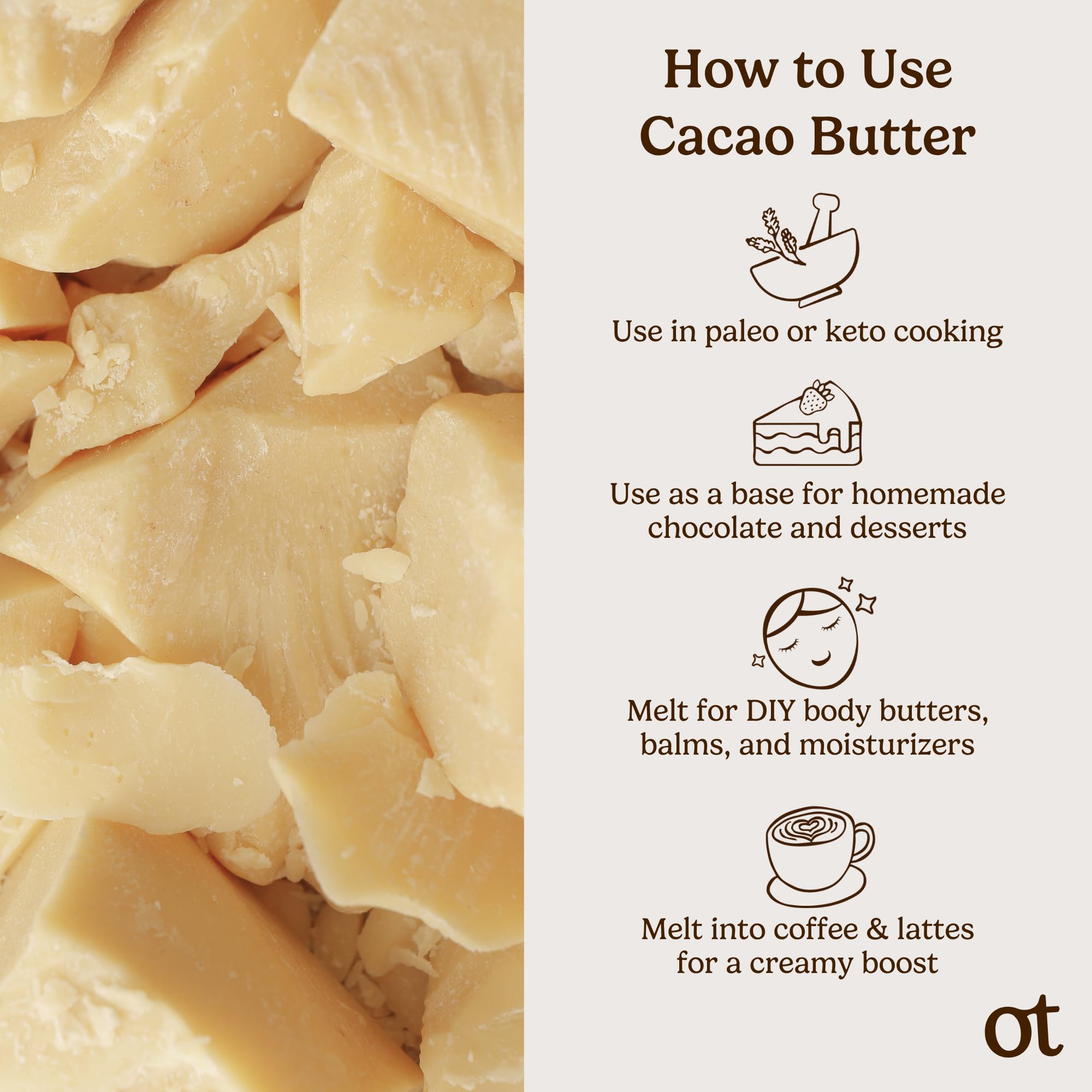 Organic Traditions Food Grade Cacao Butter, Baking Ingredient, 16oz Bag 🍁 All In One Marketplace Canada