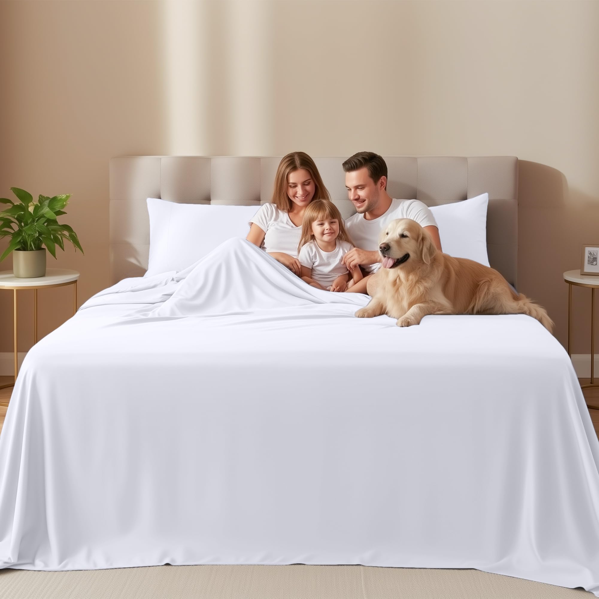 Utopia Bedding Queen Bed Sheets - 4 Piece Queen Size Cooling Sheet Set - Hotel Luxury Soft Breathable Microfiber, Oeko-TEX, Deep Pocket Easy Fit & Care, Fade & Wrinkle Resistant, White 🍁 All In One Marketplace Canada