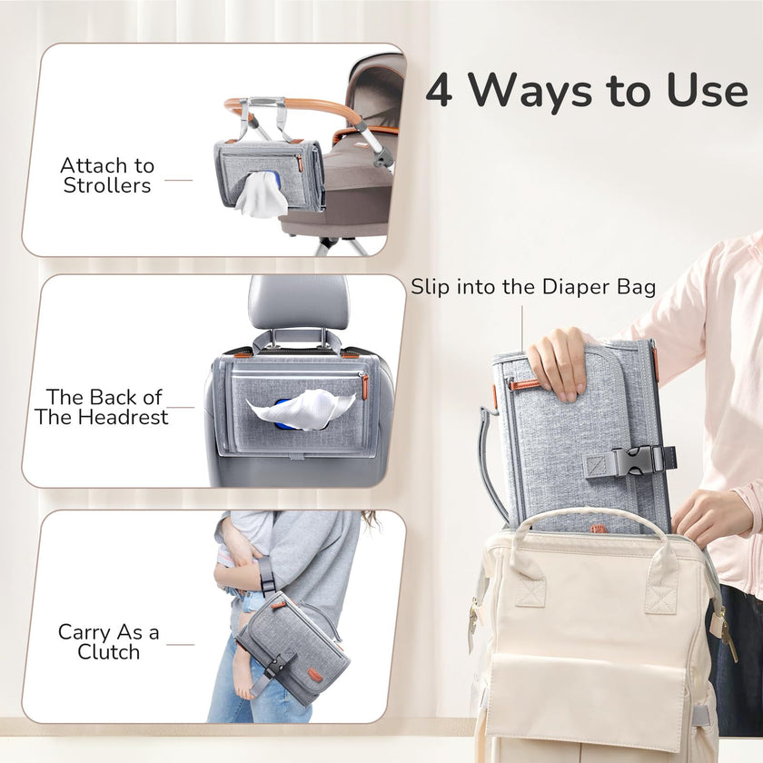 Portable Diaper Changing Pad for Baby, Detachable Travel Changing Pad with Baby Wipes Pocket, Gifts for Baby Shower, Newborn Girls and Boys 🍁 All In One Marketplace Canada