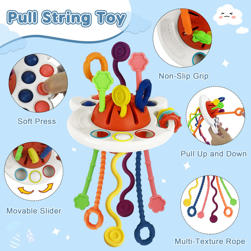 6 in 1 Baby Montessori Toys for 6-12 Months, Montessori Toys for Babies Incl Pull String Toy, Stacking Cups, Tissue Box Toy, Suction Cup Spinner Toys, Stacking Blocks, Activity Cube Gift for Boy Girl 🍁 All In One Marketplace Canada