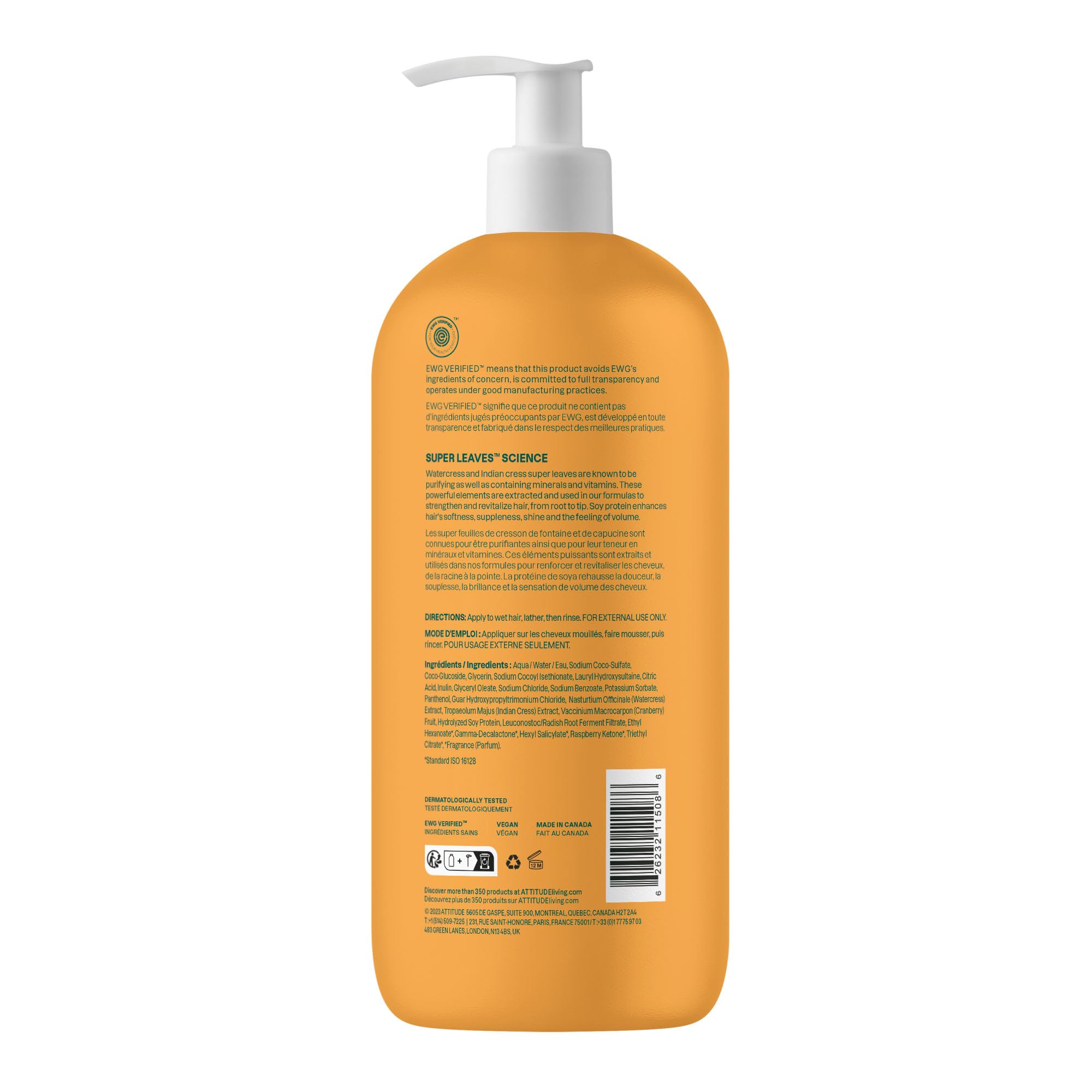 ATTITUDE Volume and Shine Hair Shampoo, Made in Canada, EWG Verified, For Thin Hair, Naturally Derived Ingredients, Vegan and Plant Based, Soy Protein And Cranberries, 946 mL 🍁 All In One Marketplace Canada