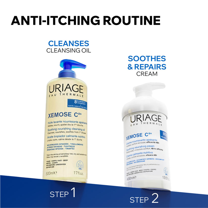 Uriage Xémose Lipid-Replenishing Cream - Face & Body Moisturizer Against Itching With Shea Butter - Very Dry, Sensitive Skin Prone to Atopic Eczema - Non-Greasy & Non-Sticky - Unscented - 400ml 🍁 All In One Marketplace Canada