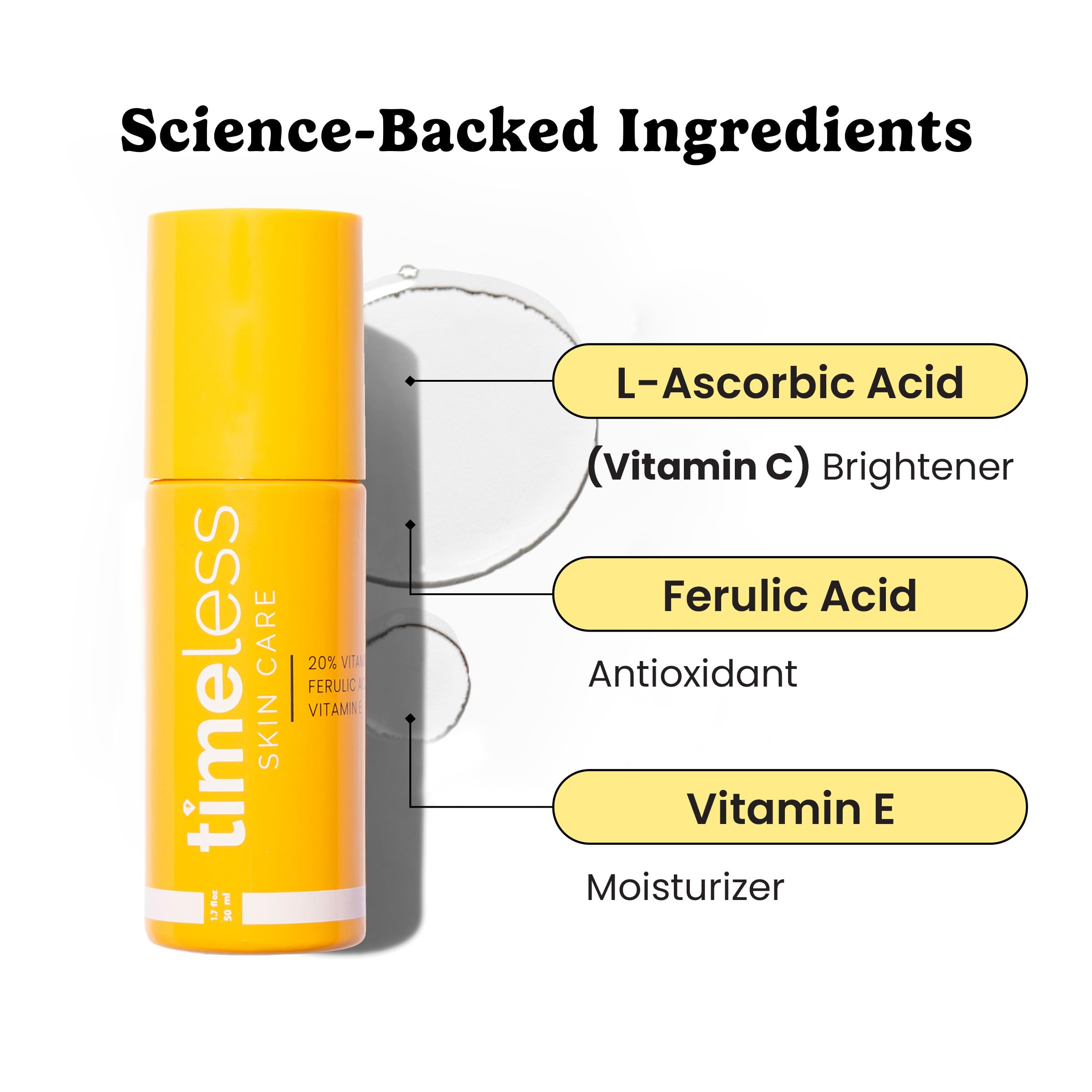 Timeless Skin Care Vitamin CSerum with Vitamin E & Ferulic Acid - 20% Vitamin C Brightening Serum - FaceSerum for Oily & Dry Skin - Fragrance-Free Serum for Skin Care - 1.7 oz 🍁 All In One Marketplace Canada