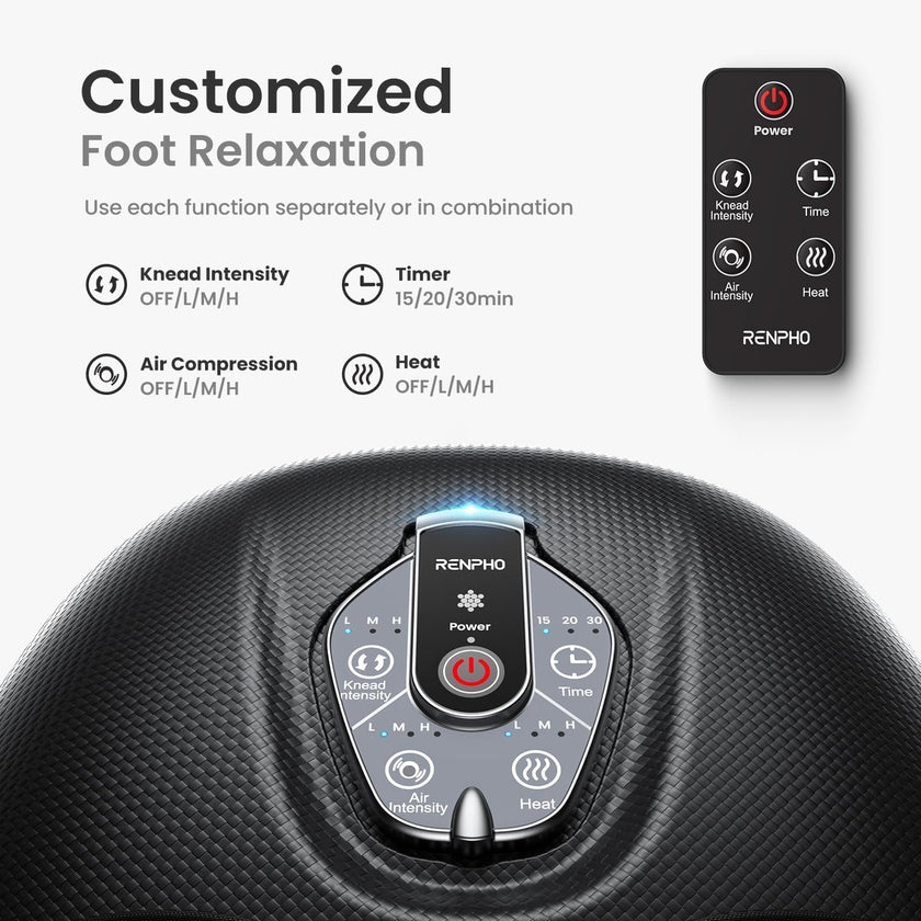 RENPHO Foot Massager with Heat, Deep Kneading Electric Shiatsu Foot Massager Machine with Wireless Remote Control, 3 Heating Levels & Air Compression, Birthday Gifts for Women Men 🍁 All In One Marketplace Canada