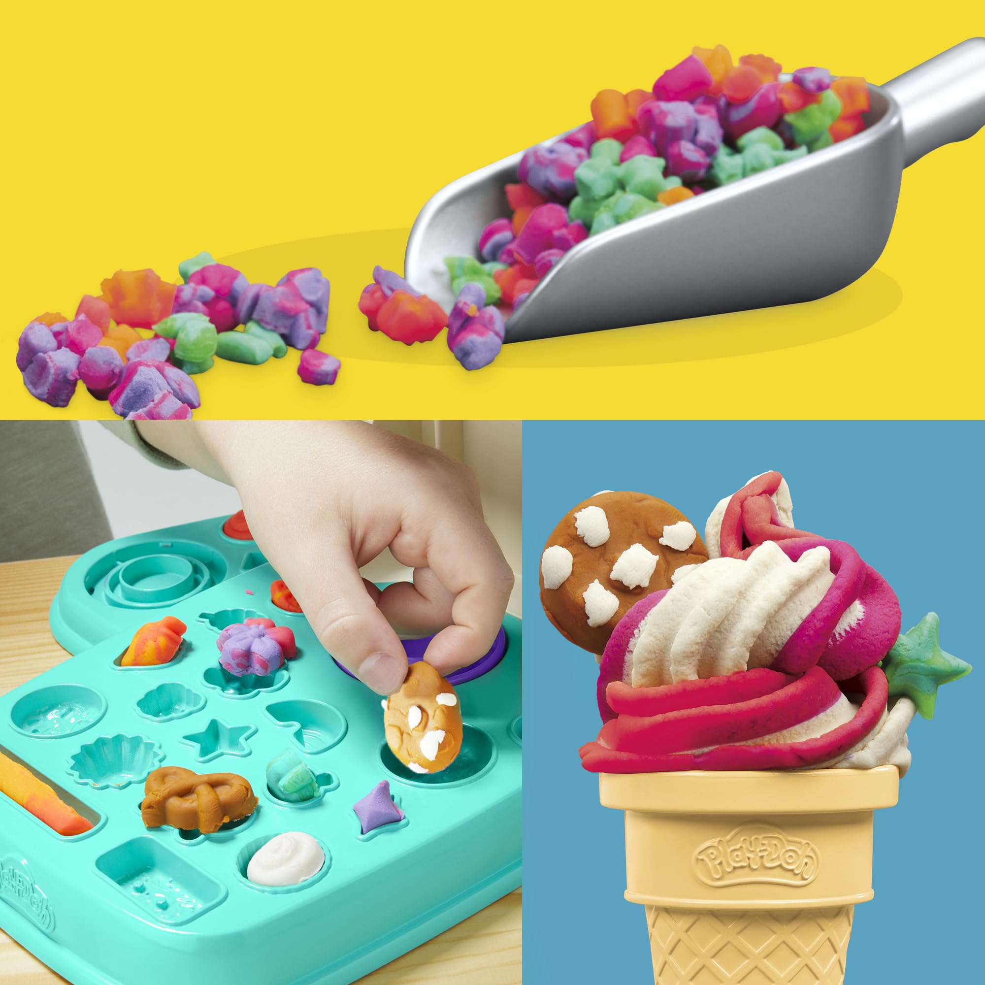 Play-Doh Rainbow Swirl Ice Cream Playset with 7 Pretend Play Kitchen Accessories, Arts and Crafts Toys for 3 Year Old Girls and Boys and Up 🍁 All In One Marketplace Canada