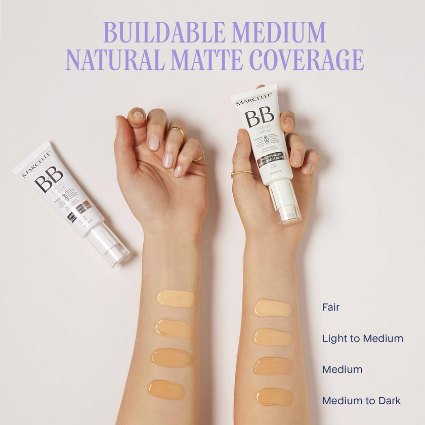 Marcelle BB Cream Beauty Balm, Medium, Tinted Moisturizer, Skin Enhancer, Lightweight, Hydrating, Hypoallergenic, Non-Comedogenic, Fragrance-Free, Paraben-Free, Oil-Free, Cruelty-Free, 45 mL 🍁 All In One Marketplace Canada