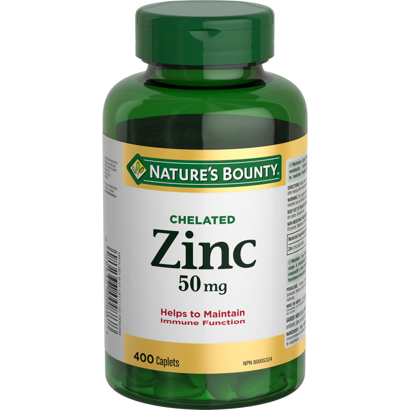 NATURE'S BOUNTY Zinc 50 mg, 400 Coated Caplets 🍁 All In One Marketplace Canada