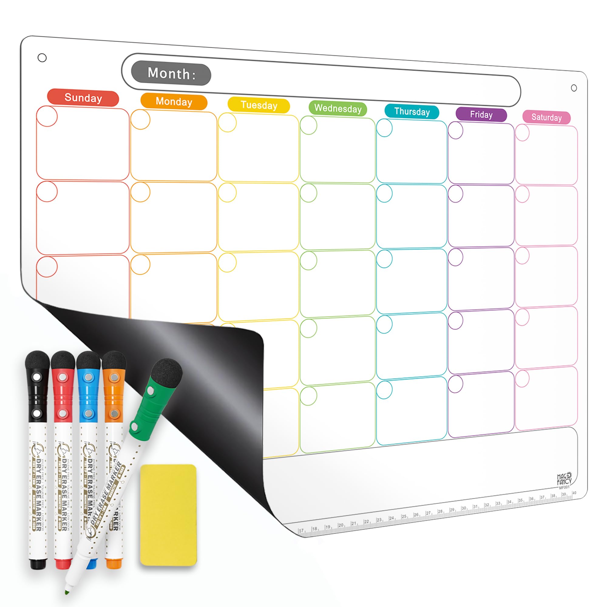 Magnetic Calendar for Fridge, Dry Erase Whiteboard Calendar Monthly Planner, 6-Week Layout, Easy to Clean, Extra-Thick Strong Magnetic Hold, Includes Dual-Magnet Markers & Eraser 43 x 33 cm 🍁 All In One Marketplace Canada