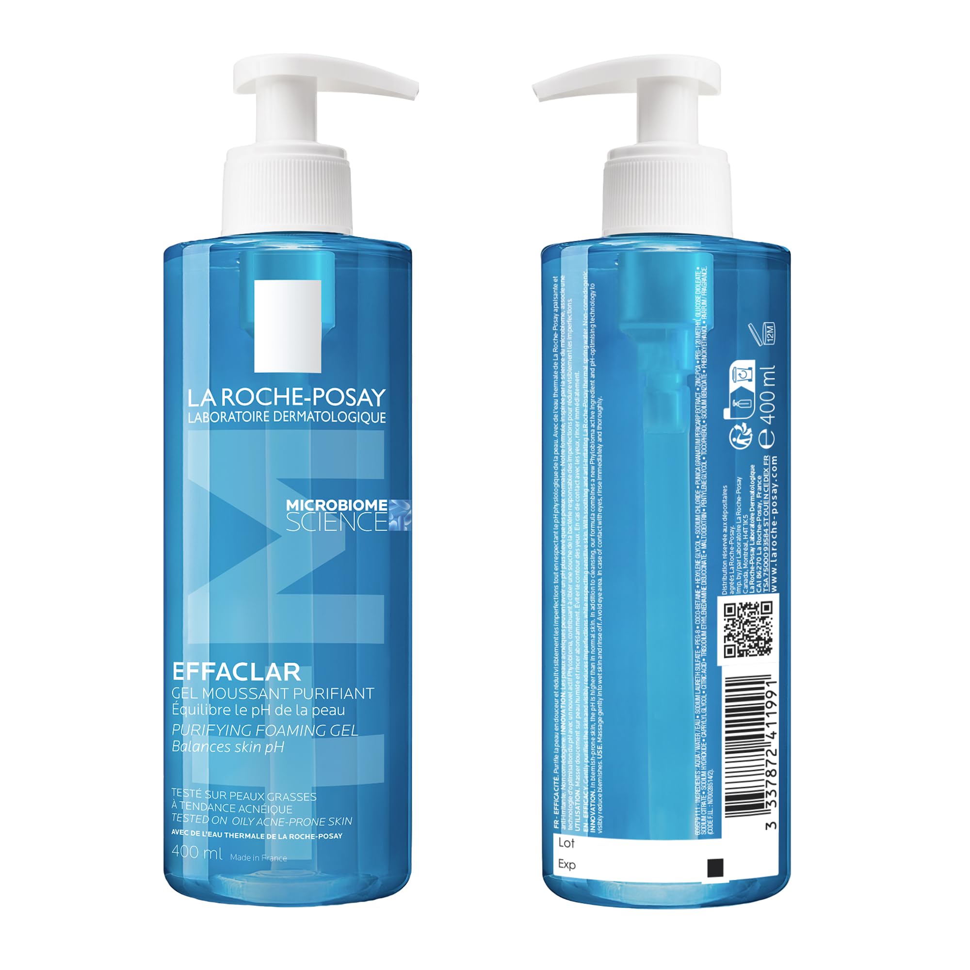 La Roche Posay Face Wash Gel Cleanser, Effaclar Gentle Purifying Foaming Gel for Oily and Sensitive Acne-Prone Skin. Alcohol-free, Soap-Free, Paraben-free, Non-Comedogenic, 400mL 🍁 All In One Marketplace Canada