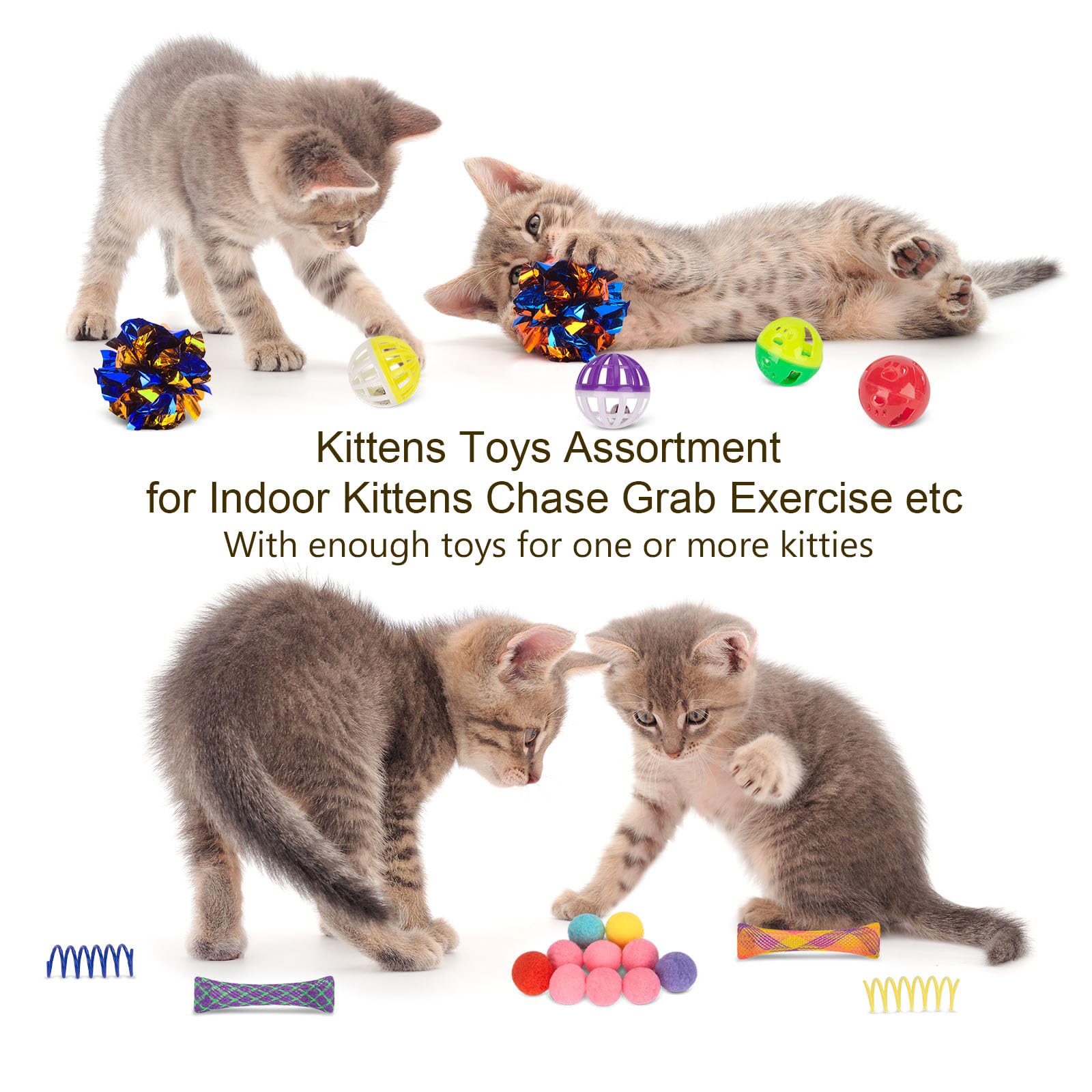 Retro Shaw Cat Toys Set 33 Pack, Cat Play Tunnel for Indoor Cats Kitty, Kitten Toys Include 2 Collapsible Cat Tunnels Tube Tent, Cat Feather Teaser Wand Springs Rainbow Bell Crinkle Ball Mouse Pompom 🍁 All In One Marketplace Canada