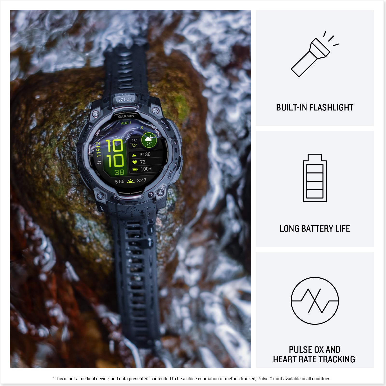Garmin Instinct® 3 45mm, AMOLED Display, Rugged Outdoor GPS Smartwatch, Metal-Reinforced Bezel, Built-in Flashlight, Up to 18 Days of Battery Life, Black 🍁 All In One Marketplace Canada