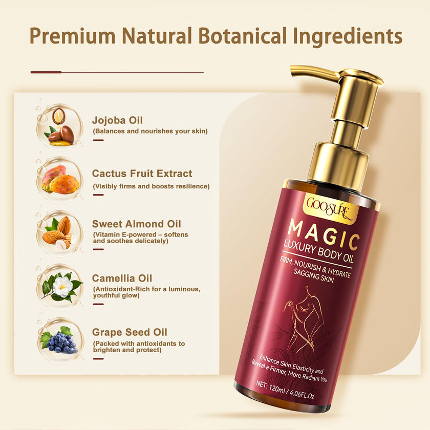 Magic Body Firming Oil, Natural Botanicals Firming Body Massage Oil, Fast Absorbing with Cactus Extract & Camellia, Vitamin E, Moisturizer & Hydrating Body Oil with Abdomen&Legs& Full Body, 4.06 Fl oz 🍁 All In One Marketplace Canada