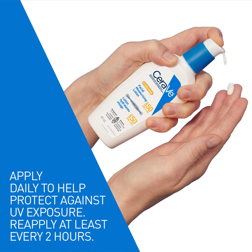 CeraVe AM Face Moisturizer SPF 50, Facial Moisturizing Lotion with Sunscreen, Hyaluronic Acid & Niacinamide, Broad Spectrum UVA+UVB Protection, No White Cast, Recommended by Dermatologists, 89mL 🍁 All In One Marketplace Canada