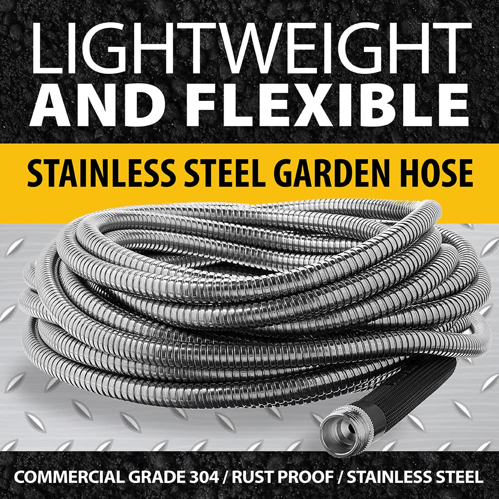 Bionic Steel Metal Garden Hose 75 Ft, Rust Proof 304 Stainless Steel Water Hose with Brass Fittings, Flexible & Heavy Duty Hose, Lightweight, Kink Free & Easy Coil Outdoor Hose- 2021 Model… 🍁 All In One Marketplace Canada