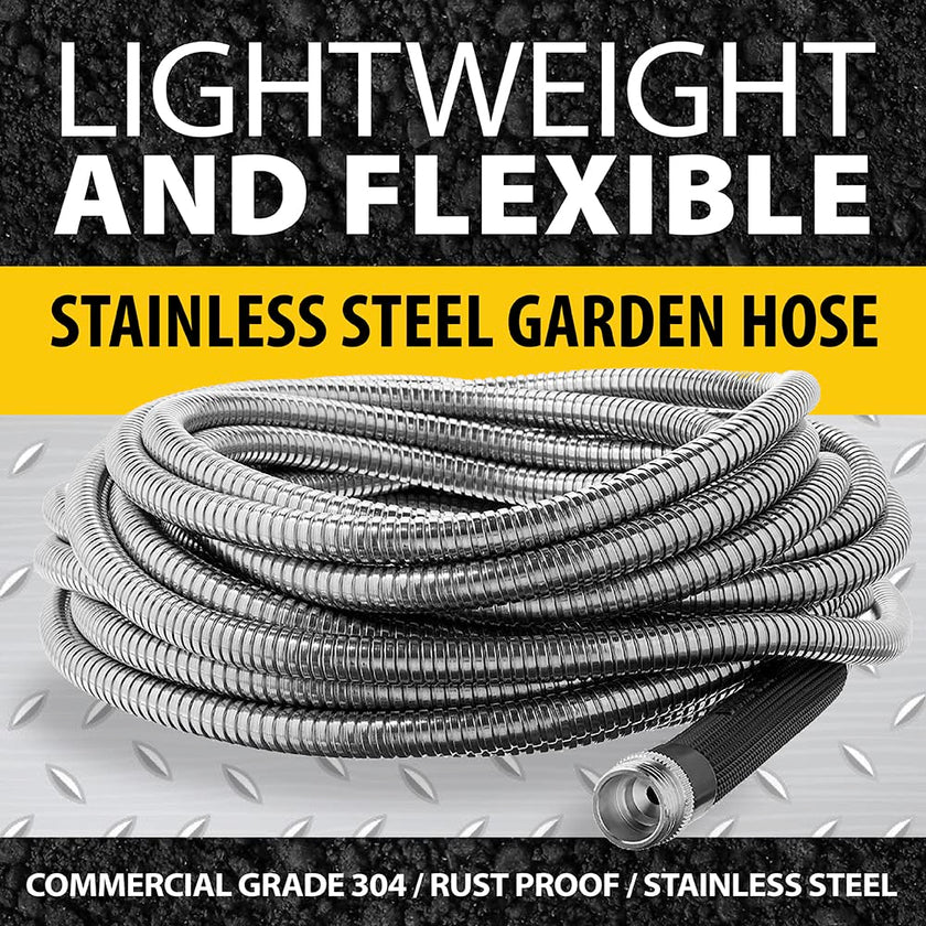 Bionic Steel Metal Garden Hose 75 Ft, Rust Proof 304 Stainless Steel Water Hose with Brass Fittings, Flexible & Heavy Duty Hose, Lightweight, Kink Free & Easy Coil Outdoor Hose- 2021 Model… 🍁 All In One Marketplace Canada