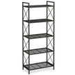 SONGMICS 5-Tier Metal Storage Rack, Shelving Unit with X Side Frames, Dense Mesh, 12.6 x 23.6 x 57.3 Inches, for Entryway, Kitchen, Living Room, Bathroom, Industrial Style, Ink Black UBSC165B01 🍁 All In One Marketplace Canada