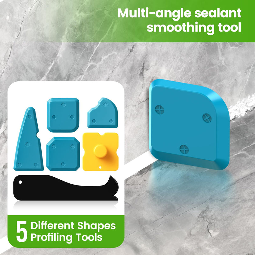 Caulking Tool 5 in 1 Silicone Caulking Grout Removal Sealant Finishing Tool with Grout Scraper, 6 Exchange Silicone Pads, Adhesive Residue Scraper Seam Repair Kit for Kitchen Bathroom 🍁 All In One Marketplace Canada