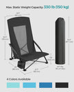 SONGMICS Set of 2 Portable Beach Chairs for Adults, Max. Load 330 lb Each, High Backrest, Cup Holder, Lightweight, Heavy-Duty, Black UGCB067B01V1 🍁 All In One Marketplace Canada