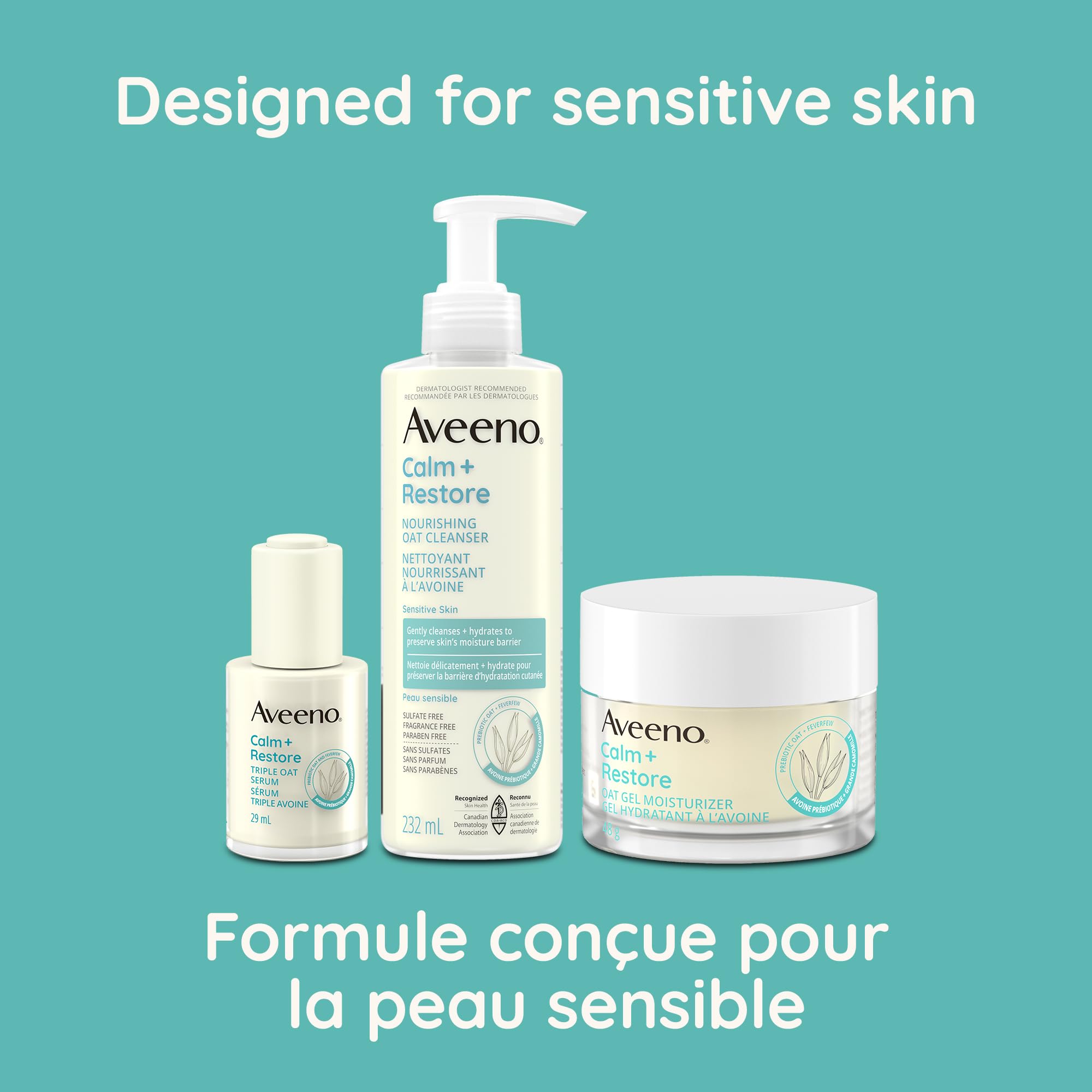 Aveeno Calm + Restore Oat Gel Facial Moisturizer for Sensitive Skin, Lightweight Gel Cream Face Moisturizer with Prebiotic Oat and Feverfew, Hypoallergenic, Fragrance and Paraben-free, 48 Grams 🍁 All In One Marketplace Canada